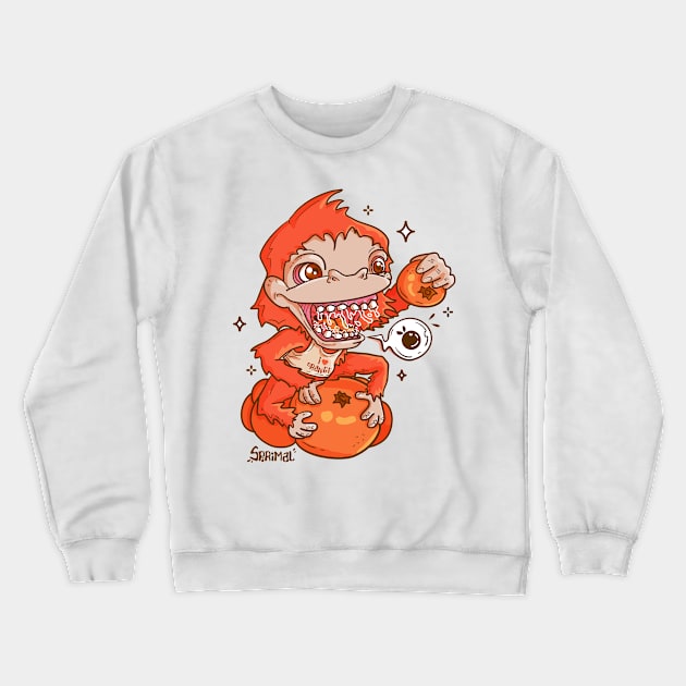 Overjoyed Orangeutan - The Orange-Loving Primate Crewneck Sweatshirt by SPIRIMAL